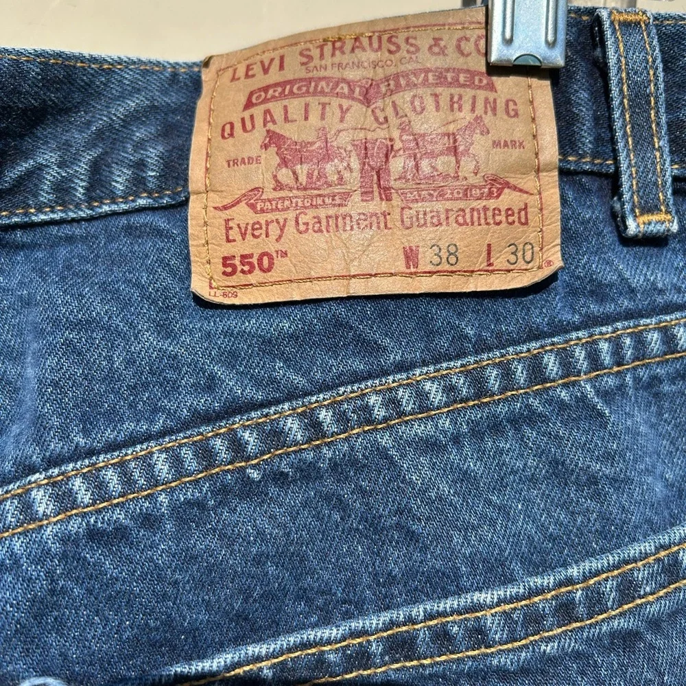 Vintage Levis 505 Red Tab USA Stonewash Blue Denim Little e 90s Jeans Size 38x30